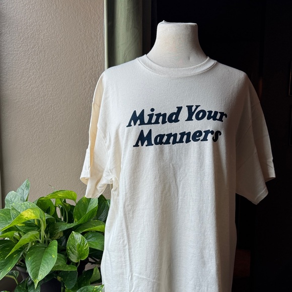 SAMPLE: Parker Goods Mind Your Manners Minimalist Screen Printed Tee - Picture 2 of 3